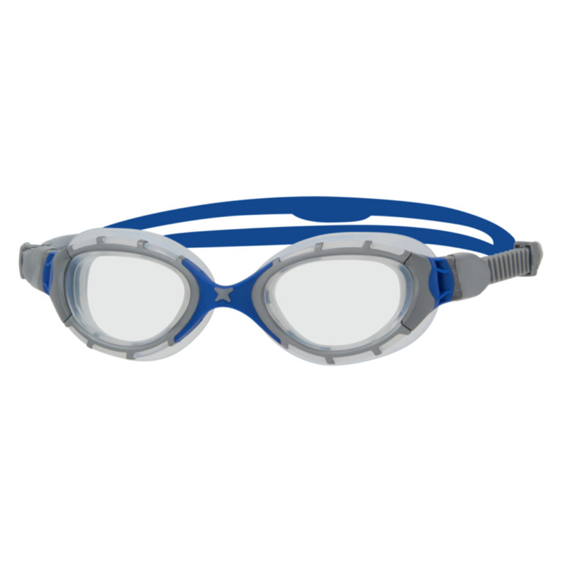 Zoggs Predator Flex Smaller Fit  in Silver / Blue / Clear